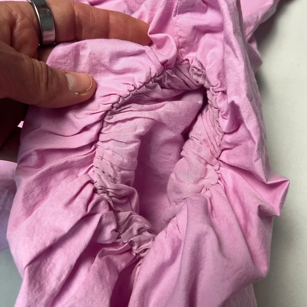Old Navy Pink Peplum Top Puff Sleeve Square Neck‎ Blouse Fairy Feminine Size M